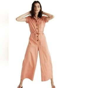 Madewell S00 Peach Cotton Jumpsuit